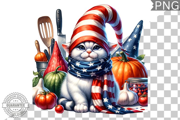 4th of July kitchen Cat Sublimation - 4th of July Cat
