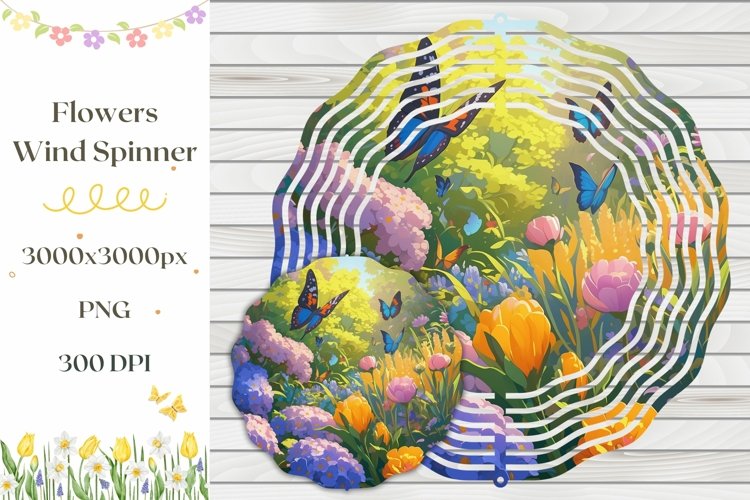 Summer Wind Spinner Design, Butterfly Wind Spinner PNG
