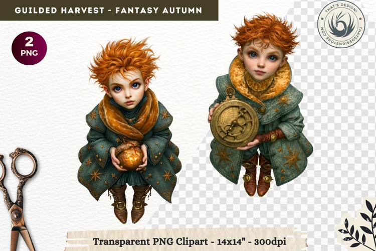 Fantasy Autumn Gilded Harvest PNG Clipart whimsical witch