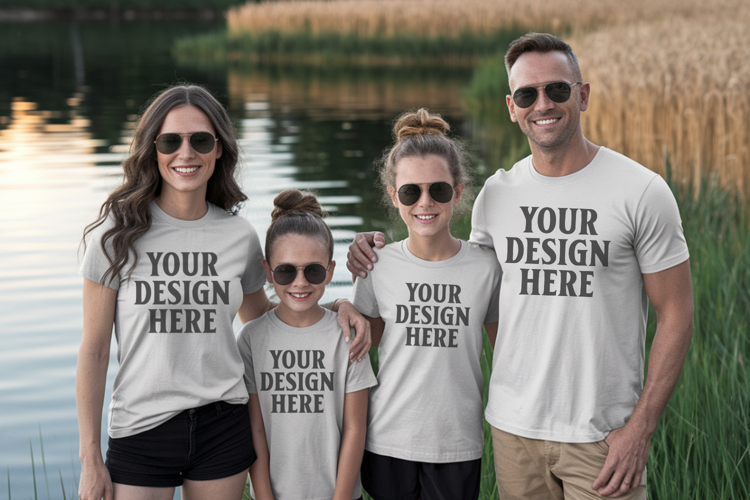 Bella Canvas 3001 Family Group T-Shirt Mockup