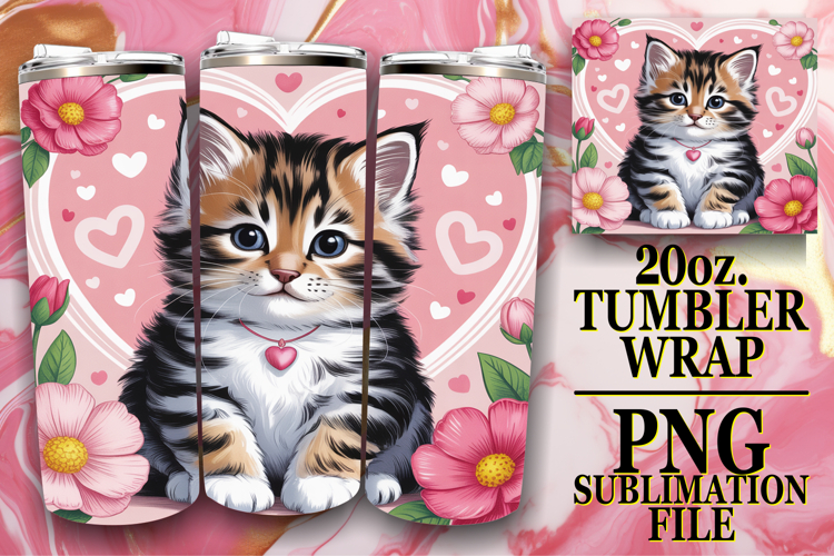 GIFT OF CHEER 20oz TUMBLER WRAP, Valentines Cat