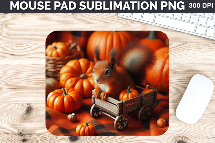 Watercolor Squirrel Mouse Pad Sublimation - Thanksgiving PNG
