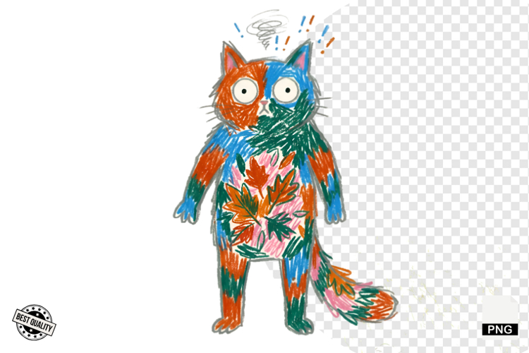Quirky Funny Autumn Cat Clipart