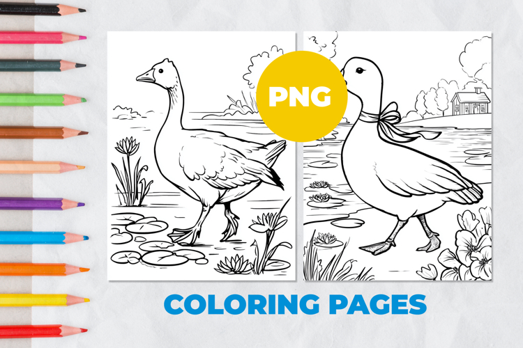 Goose with a bow Coloring Pages | Coloring book