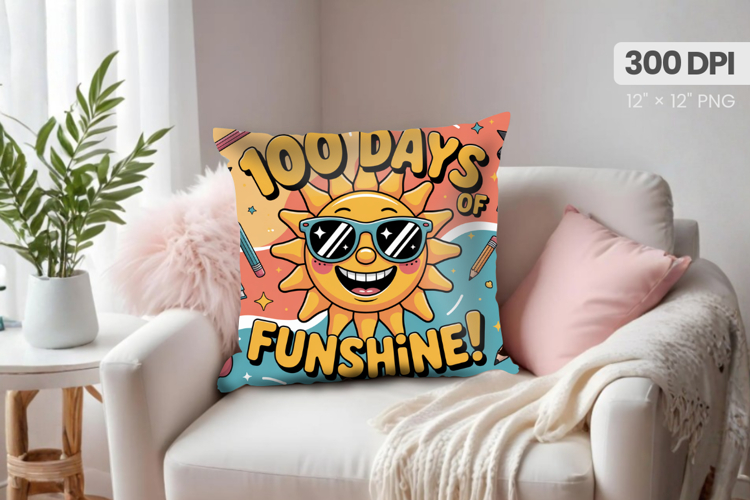 100 days of school Pillow Design, Teacher PNG Sublimation