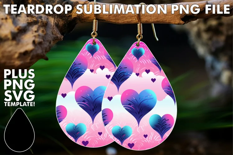Watercolor Artistry: Teardrop Earrings Sublimation