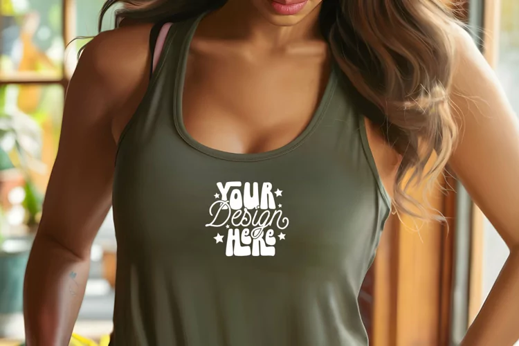 Next Level 1533 Military Green Mockup, Next Level Tank Top