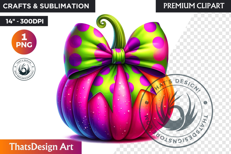 Pop Polka Dot coquette Pumpkins with bow PNG,fall halloween