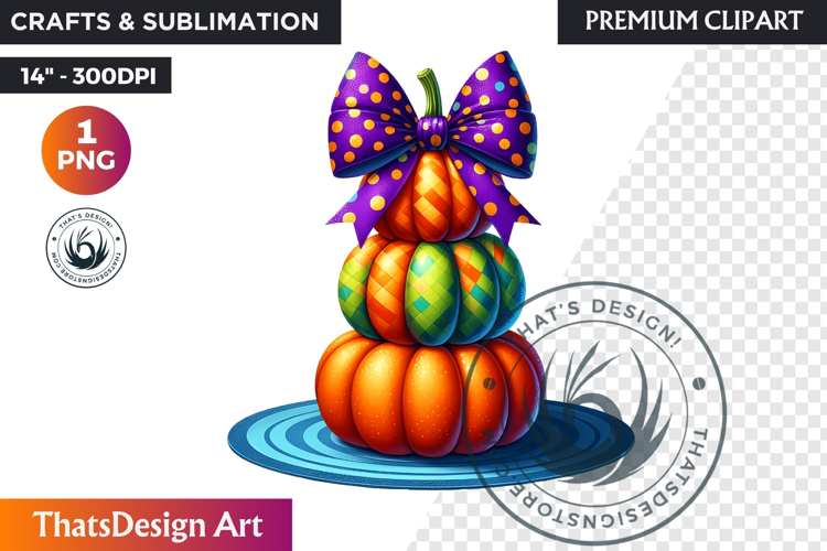 Pop Polka Dot coquette Pumpkins with bow PNG,fall halloween