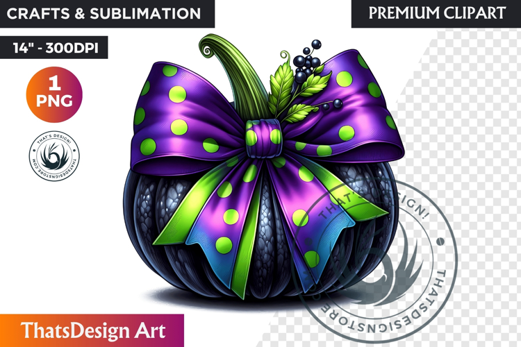 Pop Polka Dot coquette Pumpkins with bow PNG,fall halloween