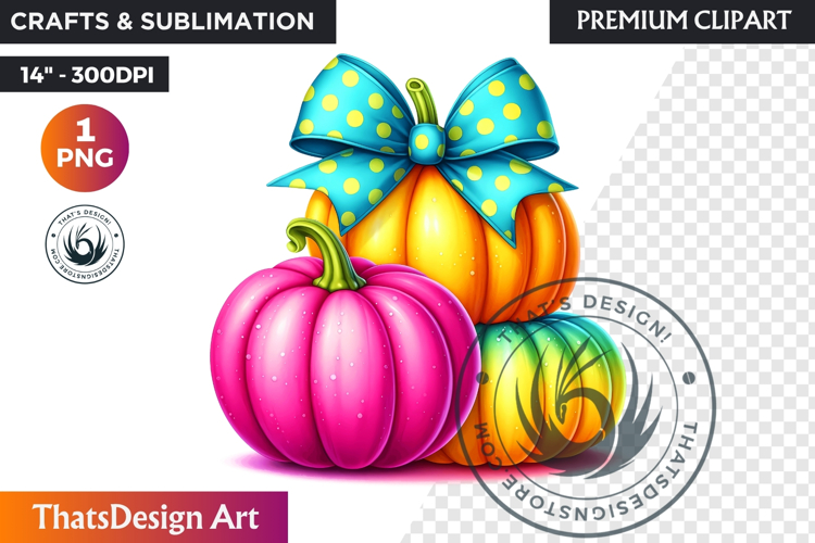 Pop Polka Dot coquette Pumpkins with bow PNG,fall halloween