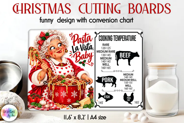 Pasta La Vista Baby Christmas Cutting Board Sublimation