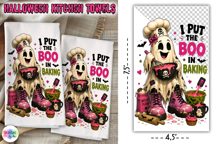 I Put The Boo In Baking Halloween Towel PNG