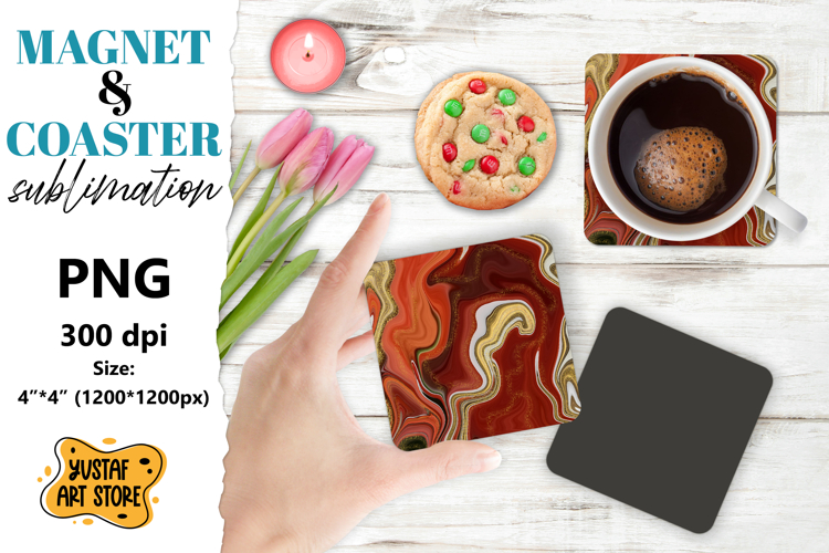 Abstract paint magnet/coaster sublimation. Fluid art