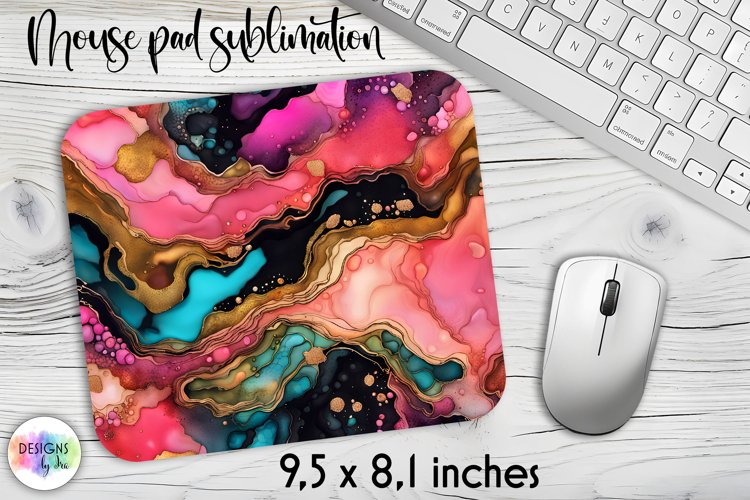 Abstract Fluid Art Mouse Pad, Marble Texture Mouse Pad Print example image 1