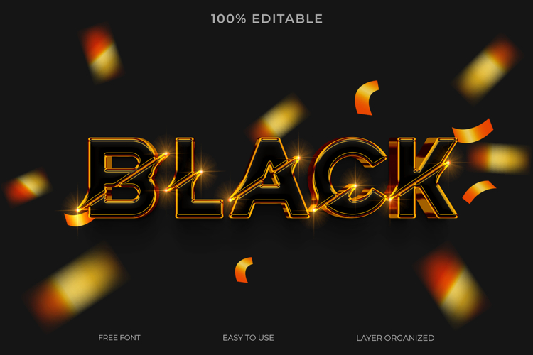 3D editable text effect for a luxury black gold title