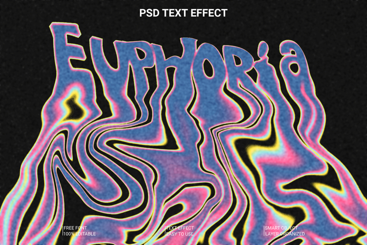 Euphoria Wavy Psychedelic Text Effect PSD Template