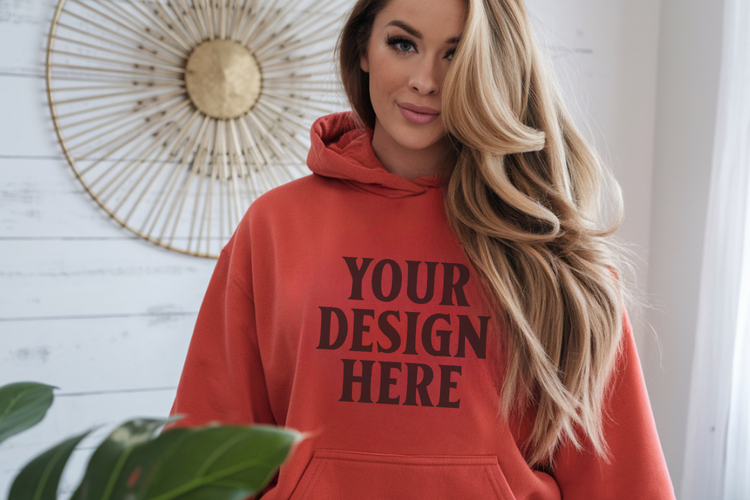 Red Gildan 18500 Hoodie Sweatshirt Mockup, 185 mock-up