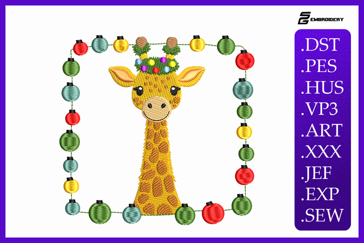 Christmas Giraffe Embroidery Designs For Machine