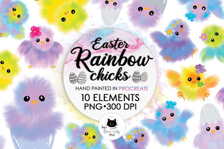 Easter Rainbow Chicks | Animal Sublimation Bundle for Easter example image 1