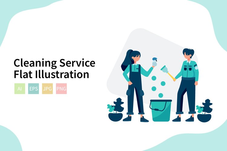 Cleaning Service Flat Vector Illustration (487868)