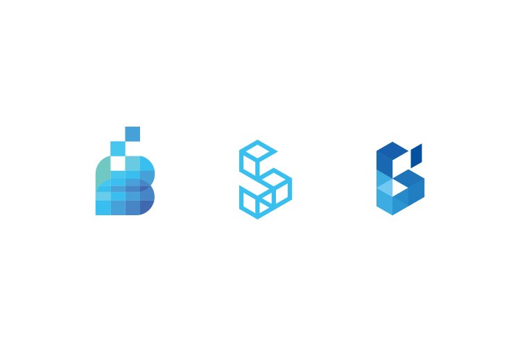 Set letter B logo geometric style example image 1