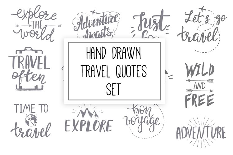 Hand drawn travel quotes set example image 1