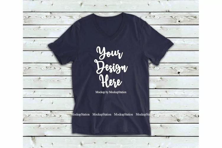 Navy Shirt Mock Up, Bella Canvas 3005 V-Neck Tshirt Mockup