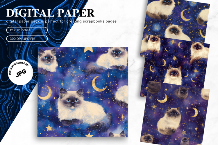 Cute Cat Halloween Pattern Background Moon Star Wallpaper_27