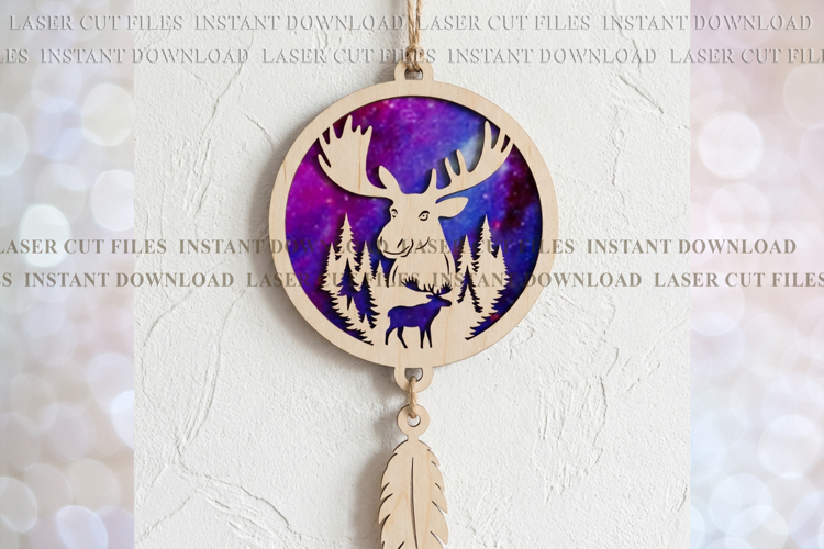 Moose Suncatcher Ornament svg Laser cut template
