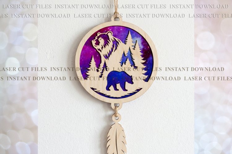 Bear Suncatcher Ornament svg Laser cut template