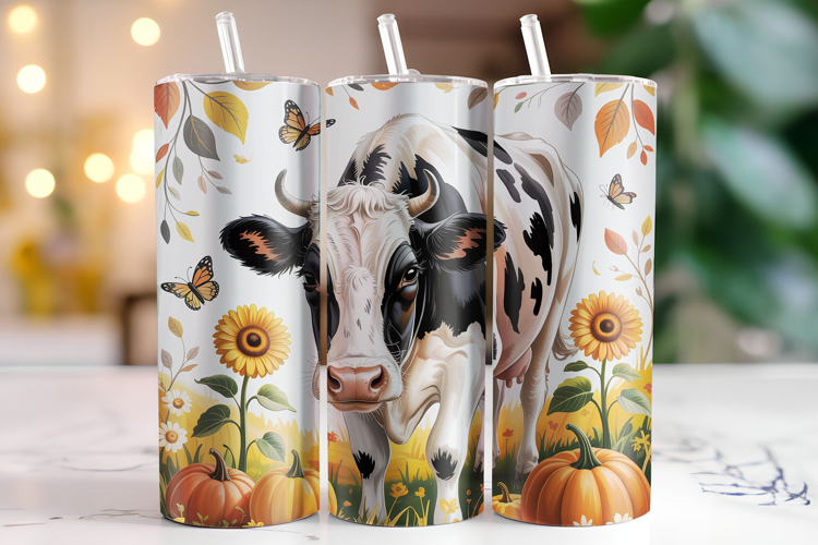 Fall Cow Tumbler Wrap | Sublimation | Tumblers