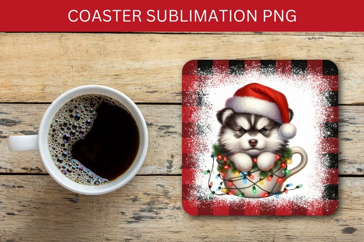square coaster - puppy in the mug example image 1
