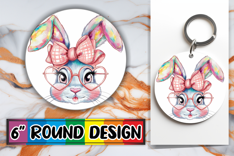Whimsical Circle Keychain Design, Easter Bunny