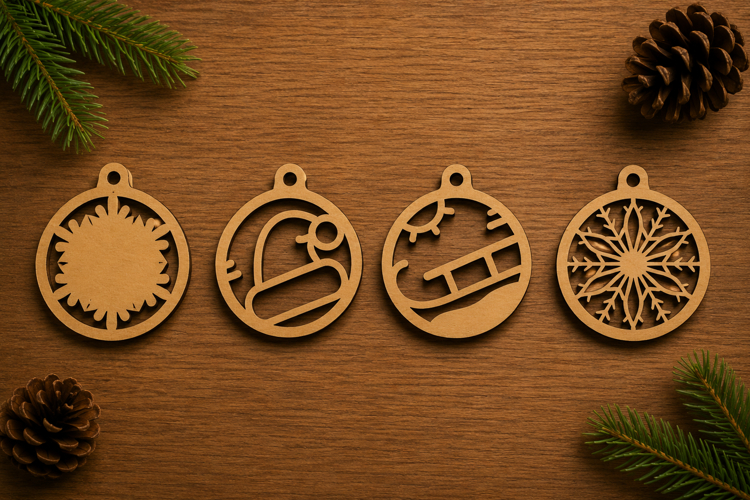 Winter Christmas Ornament Laser Cut Files Bundle
