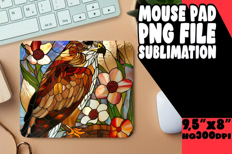 Mouse Pad Design with Beautiful Stained Glass Birds