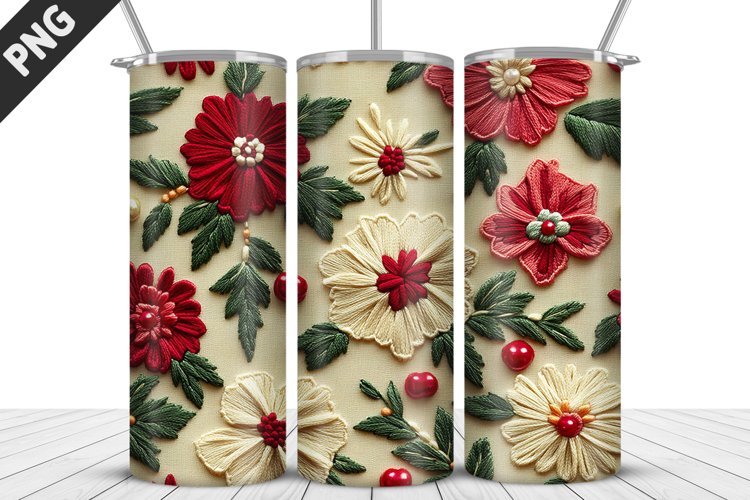 3D Daisy Flowers 20oz Tumbler Wrap | Sublimation Design example image 1