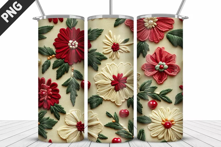 3D Daisy Flowers 20oz Tumbler Wrap | Sublimation Design