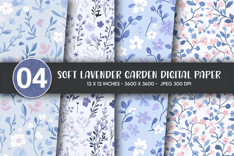 Soft Lavender Garden Digital Paper example image 1