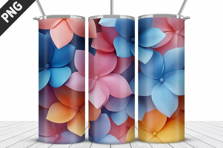 3D Daisy Flowers 20oz Tumbler Wrap | Sublimation Design
