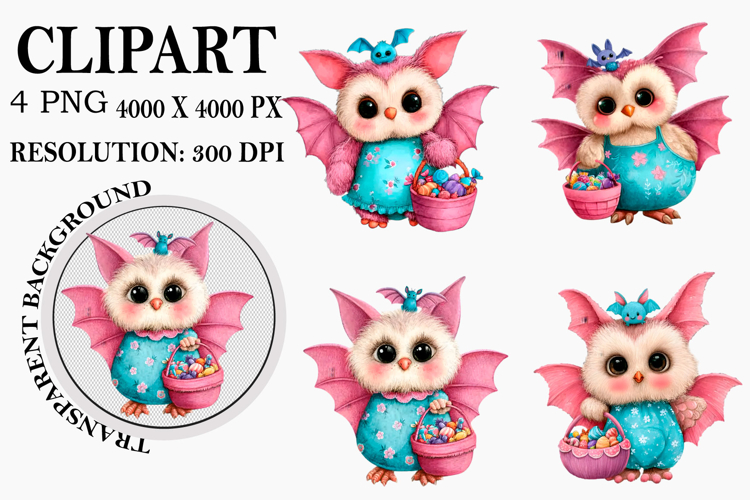 Whimsical Halloween Owl Clipart Watercolor PNG