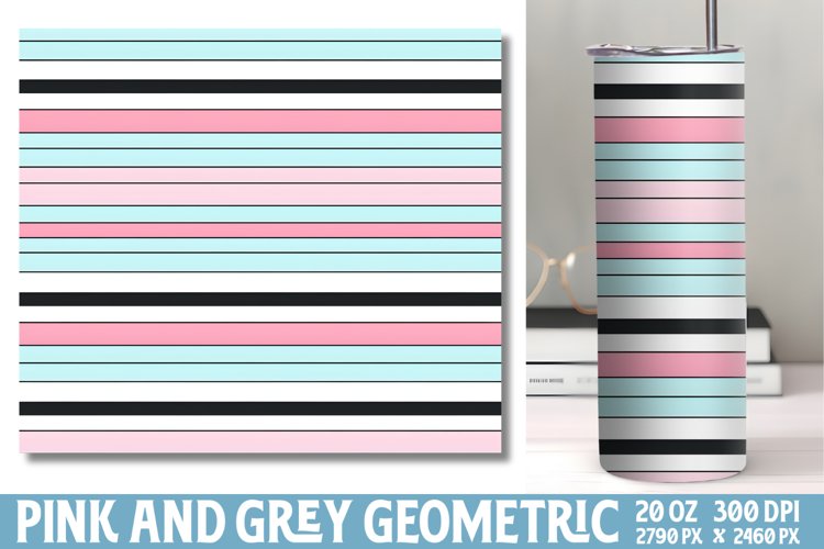 Pink and Grey Geometric Papers Tumbler Wrap