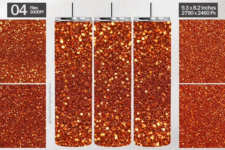 Orange Glitter Tumbler Wrap| Tumbler Sublimation