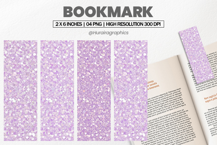Lilac Glitter Bookmark PNG, Bookmark Sublimation