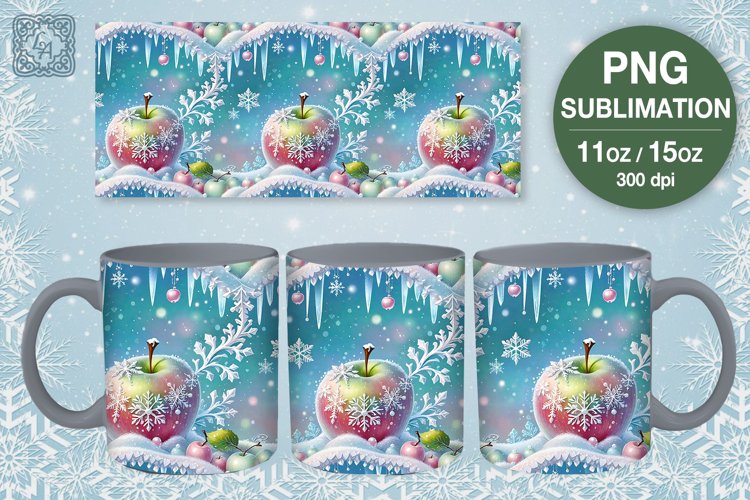 Frozen Apple Christmas Vibe mug wrap. 11&15oz