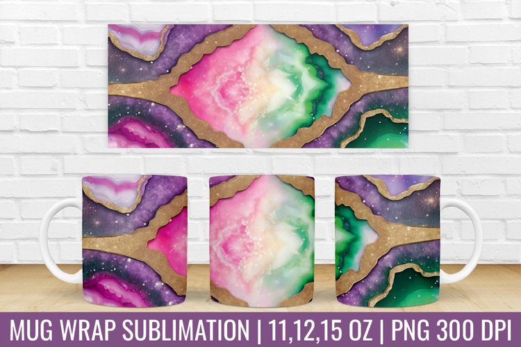 3D Mug Wrap | Agate Marble Mug Sublimation Design