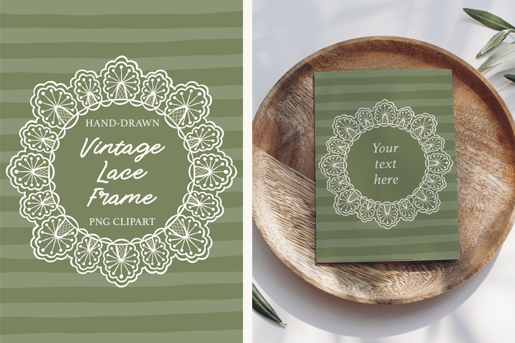 Hand Drawn Vintage Floral Lace Wedding Frame PNG