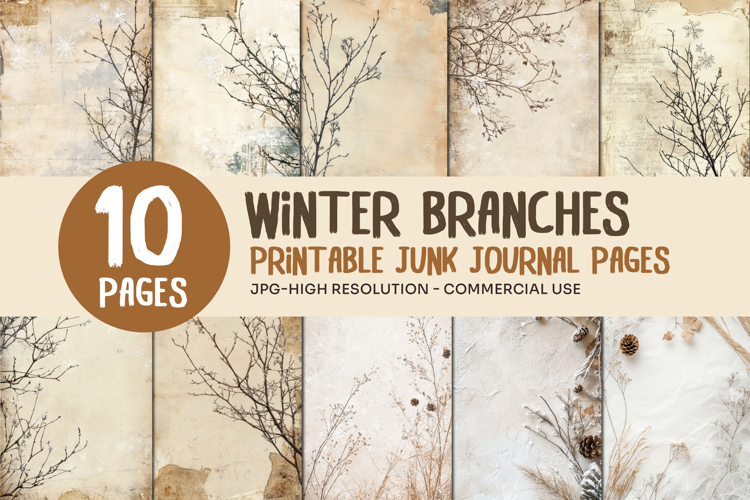 Winter Branches Junk Journal Pages
