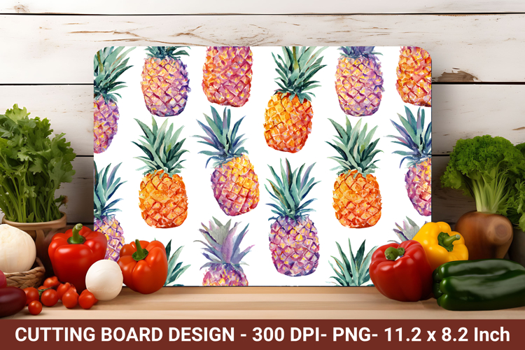 Watercolor Pineapple Pattern Cutting Board | Cutting Board