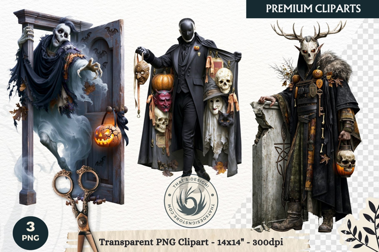 Hollow Eve Procession Halloween Clipart, Horror characters